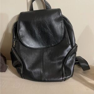 Black faux Leather Backpack